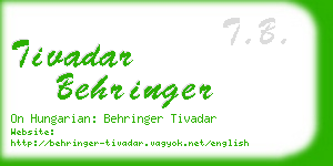 tivadar behringer business card